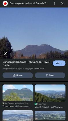 an iphone screen showing the location of some places in canada and where you can see them