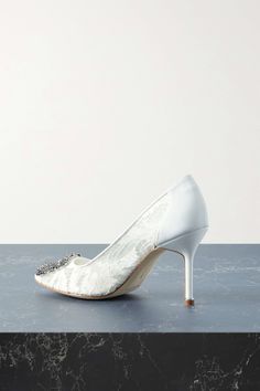 MANOLO BLAHNIK Hangisi 90 embellished corded lace pumps | NET-A-PORTER Elegant Wedding Heels With Lace Trim, Elegant Heels With Lace Trim, Elegant Fitted Heels With Lace Trim, Elegant Heels With Lace Trim And Fitted Design, Elegant Wedding Shoes With Lace Trim, Elegant Lace Trim Heels For Formal Occasions, Formal White Heels With Lace Trim, White Lace Trim Heels For Formal Occasions, White Heels With Lace Trim For Formal Occasions