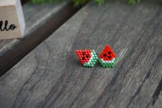 "watermelon studs earrings made of high quality Japanese beads and hypoallergenic stainless steel Available in a different colour and size, just contact me If you have any questions regarding this item, please hit the \"Ask a Question\" button next to the price and I will get back to you within 24 hours All products are 100% hand made, made with love especially for you MEASUREMENTS *Thickness approx - 1/2\" Please note that due to lighting effects, monitor's brightness, contrast and other settin Trendy Watermelon Colored Earrings For Gift, Handmade Watermelon Earrings For Summer, Handmade Watermelon Color Earrings For Summer, Tiny Green Earrings For Gift, Small Green Earrings For Gift, Green Fruit Design Earrings For Gifts, Green Fruit Design Earrings As Gift, Green Fruit Design Earrings Gift, Adjustable Watermelon Colored Jewelry As Gift