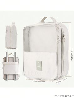 BagForLove - Travel Shoe Bag with Letter Graphics for Organized Storage Large Capacity White Nylon Travel Bag, Nylon Travel Pouch Bag, Travel Nylon Pouch Bag, Functional White Travel Accessories For Daily Use, Versatile White Bag With Luggage Sleeve, White Nylon Shoulder Bag For Travel, Large Capacity White Nylon Bags, White Large Capacity Bag For Trips, Large Capacity White Bag For Trip