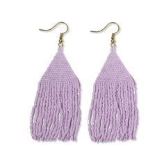 Lexie Solid Beaded Fringe Earrings Light Lavender Elegant Lavender Beaded Drop Earrings, Elegant Lavender Beaded Earrings, Lavender Beaded Drop Earrings, Lavender Drop Beaded Earrings, Elegant Lavender Beaded Earrings With Dangling Beads, Lavender Adjustable Dangle Beaded Earrings, Lavender Beaded Dangle Earrings, Purple Beaded Fringe Earrings, Purple Beaded Earrings