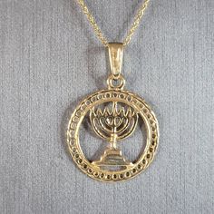 A Womens Vintage Estate 14k Yellow Gold Judaica Pendant With Necklace. The Pendant With The Necklace Weighs 2.7g. Pendant Measures 1 1/4" Long By 3/4" Wide. The Necklace Measures 16" Long. Both Are Marked And Have Been Tested, And Are Guaranteed To Be As Described. Makes A Great Gift For That Someone Special. If Any Questions, Please Ask. Be Sure To Check Out Our Other Items For Sale. Menorah, Items For Sale, Womens Jewelry Necklace, Great Gifts, Jewelry Necklaces, Yellow Gold, Women Jewelry, Pendant Necklace, Pendant