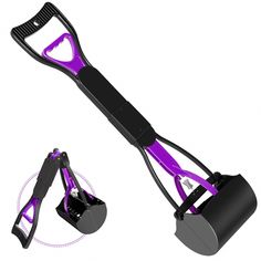 an image of a purple and black snow shovel with two attachments attached to it