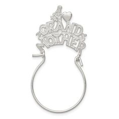 the grand mother charm is hanging from a hook on a white background with a heart