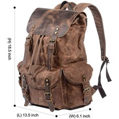 Waxed Canvas Backpack, Retro Backpack, Leather Backpack For Men, Travel Vintage, Waterproof Travel Bag, College School, Laptop Rucksack, Travel Bags For Women, Bag Essentials