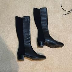 Stuart Weitzman Black Leather Knee High Riding Boots. Front Is Leather, Back Is Not. Worn Once In Like New Condition. Size 7.5. Open To Offers! Bundle To Save Fitted Black Knee-high Boots With Leather Lining, Black Knee-length Boots Medium Width, Black Knee-high Boots With Leather Lining, Medium Width, Black Knee-high Boots With Zipper Closure, Medium Width Knee-high Boots With Zipper Closure, Shoes Heels Boots, Stuart Weitzman, Knee High, Riding Boots