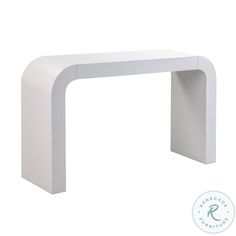 an arch shaped table with a white finish