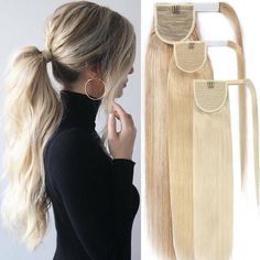 US Long Thick Wrap Around Clip in Ponytail 100% Remy Human Hair Extensions Piece Description: Item: Wrap Around Human Hair Ponytail Pony Tail Length & Weight: 18 inches=45cm, 90g/piece, 1 Clip-In 20 inches=50cm,95g/piece,1 Clip-in 22 inches=55cm,100g/piece,1 Clip-In   Colors Options: [10 Colors Options]: #01 Jet Black, #02 Dark Brown, #04 Medium Brown, #06 Light Brown, #613 Bleach Blonde, #60 Platinum Blonde, #1b Natural Black, #4P27 Medium Brown Mix Dark Blonde, #12p613 Golden Brown Mix Bleach Blonde Hair Texture, Human Hair Ponytail, Clip In Ponytail Extensions, Hair Extension Brands, Bleach Blonde Hair, 100 Human Hair Extensions, Drawstring Ponytail, Clip In Ponytail, Ponytail Hair Extensions