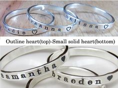 IMPORTANTPlease be mindful of the turnaround time when purchasing. Each ring is hand crafted. Turnaround time is shown on each listing under shipping. Custom name rings can be personalized with your loved ones names, initials, a date, or meaningful words. You will love wearing your personalized rings and they stack so nicely. They are even more special to gift to someone. The hand crafted process: Round sterling silver wire is flattened giving it the nice round edge which is so comfortable when Adjustable Initial Name Ring, Adjustable Engraved Ring With Custom Name For Mother's Day, Custom Name Engraved Adjustable Ring For Mother's Day, Adjustable Personalized Stackable Rings, Adjustable Initial Ring With Name For Anniversary, Custom Name Adjustable Initial Ring For Promise, Sterling Silver Name Rings For Valentine's Day, Custom Name Adjustable Stackable Rings For Anniversary, Personalized Silver Stackable Rings For Mother's Day