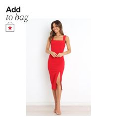 in stock Petal And Pup, Simple Dresses, Midi Length, Red Dress, Fitness Models, Pick Up, Bodycon Dress, In Store, Buy Online