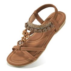 Step into summer in style with our bohemian-inspired women's flat sandals. These ankle elastic sandals are an essential for any beach day or summer outing. Bohemian style Womens sandals with classy rhinestone and beads decoration, which are full of Bohemian style and add a chic to your summer wear Sytlesandals women/women's sandals/sandalias de mujer/womens sandals/womens shoes dressy casual/women sandals/sandals women comfortable/flat shoes for women/sandals women dressy/black sandals/sandals f Shoes For Women Sandals, Womens Flat Sandals, Dressy Casual Women, Flats Shoes Comfortable, Sandals Comfortable, Platform Flats, Bohemian Beach, Sandals Women, Women Sandals