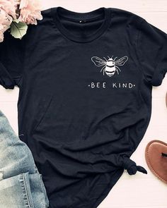 Printed Tshirt Women, Bee Kind, Tshirt Women, Cheap Shirts, Save The Bees, Trendy Tee, Graphic Tee Shirts, Shirt Sale, Graphic Tees Women