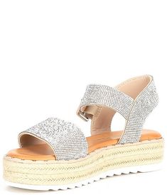 Gianni Bini KeeganThree Rhinestone Embellished Oversized Buckle Detail Platform Espadrille Sandals | Dillard's Bedazzled Synthetic Sandals With Round Toe, Spring Bedazzled Sandals, Summer Sandals With Bling And Synthetic Material, Summer Bling Sandals In Synthetic Material, Summer Synthetic Sandals With Bling, Bedazzled Synthetic Sandals For Summer, Platform Espadrille Sandals, Rope Wrapped, Platform Espadrilles