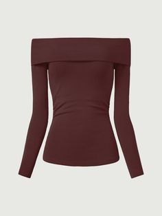 Ogl Eco-Mousse® Long-Sleeve Off-The-Shoulder Brami Top – OGLmove Brami Top, Black Ruby, Wishlist 2024, Professional Outfits, Off Shoulder Tops, Basic Tops, Fall And Winter, Dress First, Mix Match