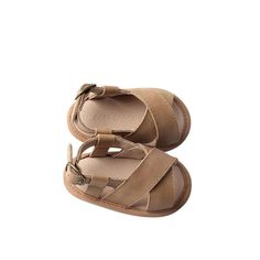 Saddle - Cross Sandal - US Size 2-4 - Soft Sole Shoes Deer Grace Cute Flat Non-slip Sandals, Synthetic Sandals With Buckle Closure And Round Toe, Cute Closed Toe Beach Slippers, Cute Closed Toe Summer Slippers, Beige Non-slip Sandals For Summer, Cute Round Toe Slippers For Vacation, Beige Non-slip Flip Flops For Spring, Beige Open Toe Non-slip Sandals, Beige Non-slip Open Toe Sandals