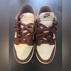 Brown Brand New Wore Once Perfect Condition Brown Nike Shoes Women, Brown Custom Sneakers With Round Toe And Laces, Brown Round Toe Skate Shoes With Laces, Brown Lace-up Custom Synthetic Sneakers, Brown Lace-up Synthetic Custom Sneakers, Brown Synthetic Lace-up Custom Sneakers, Vintage Nike Brown Sneakers, Nike Brown Lace-up Sneakers, Nike Brown Lace-up Skate Shoes