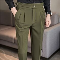 Applicable Season : Spring and Autumn Applicable Scene : shopping Place Of Origin : China (mainland) Style : Smart Casual Front Style : Flat Pant Closure Type : zipper fly Material : POLYESTER Gender : MEN Item Type : Suit Pants The Item is is Asian Korean size, different with yours, Pls double check the pant waist. Tips to choose size: Pls use the similar cloth of yours to compare with size chart. 1. Pls allow 1-3cm tolerance due to manual measure. 2. Color may slightly vary from the image due High Waist Dress Pants, Party Trousers, Dress Pants Men, Slim Fit Suit Pants, British Style Men, High Waisted Dress Pants, Formal Pants, High Waist Dress, England Fashion