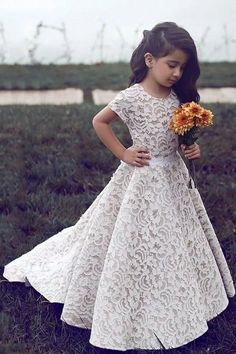 Kids Prom Dresses, Lace Flower Girl Dress, Princess Flower, Cheap Flowers, First Communion Dresses