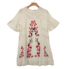 Free People Perfectly Victorian Mini Dress Womens Small Cream Embroidered Floral - Scoop Neckline - Single-Button Closure At Back - Short Sleeves - Embroidery At Front And Back; Crotcheted Insets At Body - Shift Silhouette - Lined - Hits Above Knee - 100% Cotton - Sold As Pictured - Colors May Slightly Vary Due To Photography Lighting ** Please Check Measurements On Pictures** S1 Bohemian Beach Summer Crochet Boho Coastal Cotton Mini Dress Hippie Festival Cottagecore Romantic Summer Tropical Summer Embroidered Dress With Short Sleeves, Summer Short Sleeve Embroidered Dress, Cream Short Sleeve Dress With Floral Embroidery, Beige Embroidered Dress With Short Sleeves, Spring Folk Dress With Lace Trim, Cream Folk Dress For Spring, Folk Style Cream Dress For Spring, Spring Folk Cream Dress, Cream Embroidered Dress With Chikankari For Spring