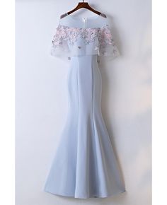 Pretty Sky Blue Fitted Mermaid Long Party Dress With Lace Flowers #MYX18031 - GemGrace.com Elegant Light Blue Mermaid Dress For Prom Season, Elegant Light Blue Mermaid Hem Dress, Elegant Light Blue Mermaid Dress For Prom, Light Blue Fitted Mermaid Dress, Spring Banquet Mermaid Dress With Mermaid Hem, Spring Banquet Mermaid Dress, Spring Mermaid Dress For Banquets, Light Blue Mermaid Hem Evening Dress For Wedding, Light Blue Mermaid Hem Evening Dress For Party