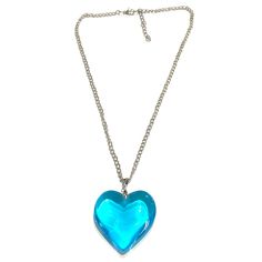 New Puffy Glass Heart Pendant Is Approx 1 1/2” X 1 1/2” In Size Hangs From 18” Chain With 1 1/2” Extender Big Heart Necklace, Blue Heart Necklace, Music Necklace, Heart Necklace Silver, Glass Prism, Dream Items, Blue Diamonds, Space Baby, Christian Necklace