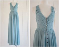 1990s Vintage Blue Lace Top Edwardian Style Maxi Grunge Dress - Size Small by SweetLoveofMinecom on Etsy Blue Lace Top, Grunge Dress, Edwardian Style, Edwardian Fashion, Blue Lace