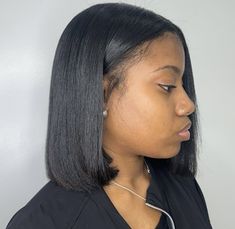 Bob Hairstyle On Black Women, Black Bob Natural Hair, Black Teen Girl Hairstyles Natural Straight Short, Straight Hair Black Women Short, Bob Haircut Natural Hair Black Women, Natural Hair Bob Black Women, Short Hair Bob Black Women, Natural Bob Black Women, Bob Tucked Behind Ears