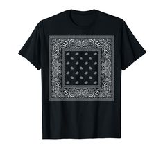 PRICES MAY VARY. Black or dark bandanna design for those who love western, hip-hop or gang related fashion. Finish your street, rap, thug or cowboy style with this cool black or dark merch with bandana pattern. Lightweight, Classic fit, Double-needle sleeve and bottom hem Urban Black T-shirt With Band Logo, Black Urban T-shirt With Band Logo, Hip Hop Tops With Band Logo In Black, Black Bandana With Bandana Print For Festivals, Black Cotton Tops With Bandana Print, Black Cotton Top With Bandana Print, Black Grunge Festival T-shirt, Black Grunge T-shirt For Festival, Streetwear Cotton Tops With Bandana Print