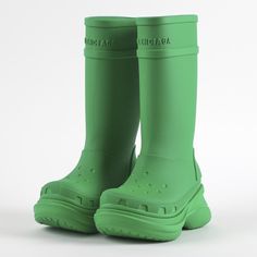 Green, Size 10 Woman, Super Comfy Green Rain Boots With Round Toe For Spring, Green Boots With Rubber Sole For Spring, Designer Green Boots With Round Toe, Shoes Balenciaga, Size 10 Women, Balenciaga Shoes, Rain Boots, Limited Time, Balenciaga