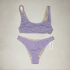 Pacsun Purple Gingham Bikini Set | Nwt Size M Top And Bottom Non Adjustable Unpadded High Rise Bottoms Gingham Pattern In A Light Purple Color Nwt (Tag From Top Was Cut Off) Measurements Upon Request Bundle To Save Gingham Swimwear For Sunbathing During Beach Season, Plaid Triangle Top Swimwear For Beachwear, Plaid Triangle Top Beachwear Swimwear, Gingham Swimwear For Sunbathing In Spring, Spring Gingham Swimwear For Sunbathing, Plaid Beachwear Swimwear, Gingham Swimwear For Sunbathing, Gingham Swimwear For Beach Season Sunbathing, Gingham Swimwear For Sunbathing In Beach Season