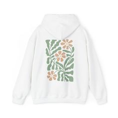 Flower hoodies, also known as boho or floral hoodies, are a trendy and versatile addition to any autumn outfit. They come in various styles and designs, from bold and colorful flower prints to more subtle embroidered details. No matter your personal style, there is sure to be a flower hoodie that fits your aesthetic. ♥ We want you to be happy with your item, and for it to bring you joy! If you have any problems with your order or your item, please contact us prior to leaving a review. We will do Hooded Hoodie With Floral Embroidery For Spring, Casual Hooded Hoodie With Floral Embroidery, Trendy White Spring Hoodie, Spring White Printed Sweatshirt, Trendy White Hoodie For Spring, White Floral Print Sweatshirt For Fall, White Printed Sweatshirt For Spring, Winter Cotton Hoodie With Floral Embroidery, Green Relaxed Fit Hoodie For Spring