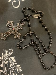 Crystal Rosary Style Necklace With Large Cross Multi Use - Etsy Vintage Cross Necklaces With 8mm Beads, Vintage Cross Necklace With 8mm Beads, Spiritual Black Cross Beaded Necklace, Black Beaded Cross Rosary, Black Beaded Cross-shaped Rosary, Elegant Black Crucifix Cross Necklace, Black Beaded Cross Necklace, Handmade Black Crucifix Necklace, Black Beaded Crucifix Jewelry