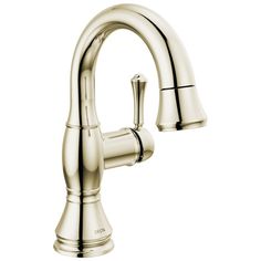 a kitchen faucet with chrome finish