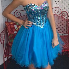 Only Worn Once Alyce Paris Metallic Gemstones And Blue Sequins Blue Sequin Homecoming Dress, Paris Lights, Sequin Homecoming Dress, Junior Prom, Paris Blue, Jr Prom, Alyce Paris, Paris Blues, Paris Dresses