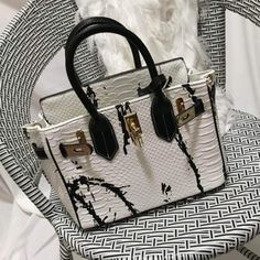 Beautiful Small white Python Snake Marble Purse Shoulder Handbag With Circle Handle. This cute fashion bag is good for casual simple everyday wear #purse #handbags #white Chic White Box Bag With Large Capacity, Chic White Large Capacity Box Bag, White Rectangular Bag With Crocodile Pattern, Luxury White Bag With Crocodile Pattern, Trendy White Box Bag With Handles, Trendy White Box Bag, White Crocodile Pattern Rectangular Bag, White Crocodile Pattern Shoulder Bag, Trendy White Crocodile Pattern Bags