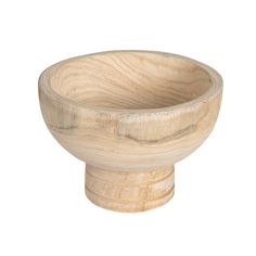 a wooden bowl on a white background