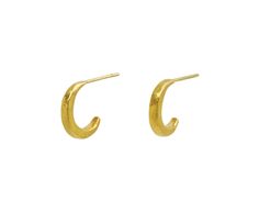 With their modern, sculptural interpretation of crescent moons, these Rosanne Pugliese earrings also make a stunning alternative to traditional gold hoops. The hand fabricated open loops of 22K yellow gold curve around and connect to 18K yellow gold posts.total length : 1/2"22K yellow gold hoop width : 2.5mm18K yellow gold post backs Gold Crescent Hammered Earrings, Gold Hammered Crescent Earrings, Gold Crescent Hoop Earrings With Hammered Detail, Gold Hammered Crescent Hoop Earrings, Elegant Hammered Crescent Earrings, Minimalist Crescent Yellow Gold Earrings, Minimalist Yellow Gold Crescent Earrings, Modern Gold Crescent Hoop Earrings, Hand Forged Yellow Gold Hoop Earrings