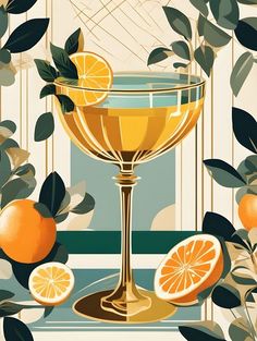 there is a glass of wine and oranges on the table