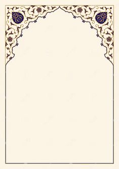 an ornate frame with blue flowers and leaves on it, in white paper or parchment