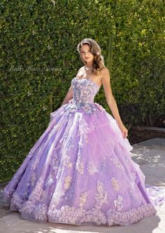 Lavender Dream Prom Dress Lavender, Dresses With Corsets, Sewn Flowers, Prom Dresses Lavender, Floral Ball Gown, Fairytale Bridal, Purple Gown, Sweet 16 Dress, Purple Stuff