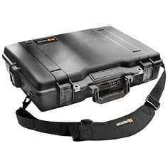 a large black case with straps on the bottom and sides for carrying items such as an electronic device