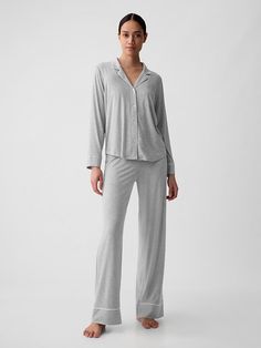 Modal Pajama Shirt Casual Gap Sleepwear For Lounging, Comfortable Long Sleeve Sleepwear With Soft Texture, Cozy Fit Soft Sleepwear, Soft Cozy Fit Sleepwear, Comfy Soft Sleepwear, Comfy Long Sleeve Sleepwear With Soft Texture, Comfy Cotton Soft Sleepwear, Cozy Cotton Soft Sleepwear, Soft Cozy Sleepwear For Lounging