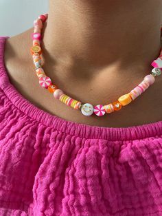 Obsessed with this bright & beautiful beaded necklace....one of kind chunky preppy style! Gift to a loved one or treat yourself!! 16 inches in length  ✨Happy Holidays✨ Check out my shop for more⬇️ https://www.etsy.com/listing/1593805562/good-vibes-preppy-beaded?click_key=a290780d62f27713a55401852a91e3ce68f3963a%3A1593805562&click_sum=2358c70f&ref=shop_home_active_7&frs=1 Cute Pink Beaded Chain Necklace, Cute Pink Beaded Chain Necklaces, Cute Pink Beaded Necklaces, Trendy Beaded Necklace For Birthday, Cute Orange Beaded Jewelry, Cute Colorful Beaded Necklace, Cute Multicolor Heart Beaded Necklaces, Cute Multicolor Heart Beads Necklace, Cute Multicolor Heart Beads Beaded Necklace