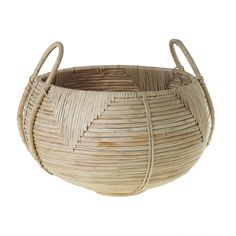 a large round basket with handles on the side