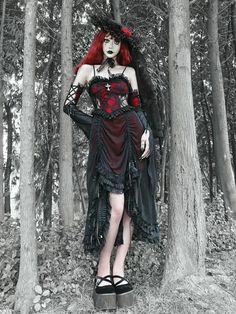 Black and Wine Red Vampire Gothic Dress Drawstring Lace Skirt / Dress + Wristcuffs Set Pirate Dress, White Goth, Steampunk Fashion Male, Gothic Skirts, Velvet Lace, Steampunk Accessories, Lace Cami, Gothic Dress, Outfits With Hats