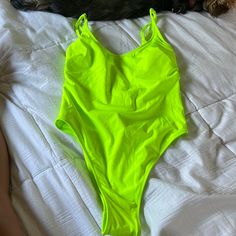 Nwt Got As A Gift Neon Green Trendy Neon Swimwear For Spring, Trendy Neon Yellow Swimwear For Spring, Casual Neon Yellow Swimwear For Spring, Green Swimwear, Green One Piece, Neon Green, In The Dark, Glow In The Dark, Womens Swim