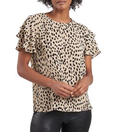 Vince Camuto Tiered Short Sleeve Leopard Print Blouse | Dillard's Leopard Print Cami, Leopard Shorts, Leopard Blouse, Dressy Blouse, Blouse Nordstrom, Pretty Blouses, Leopard Print Top, Cute Blouses, Leopard Print Blouse