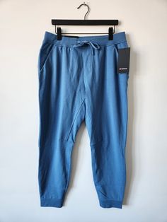 NWT LULULEMON SFDM Denim Blue French Terry City Sweat Jogger Pants Men's XL Brand: Lululemon Size: XL Official Color: SFDM Condition: New With Tags Description: City Sweat Jogger Sometimes, basics are best. These naturally breathable joggers have your back (and your legs, too) from workout to hang out Stretch French terry fabric is soft, quick-drying, sweat-wicking, and naturally breathable Added Lycra fibre for stretch and shape retention Waistband drawcord can be worn inside or out to give you Lululemon Straight Leg Bottoms For Everyday, Lululemon Casual Blue Bottoms, Lululemon Casual Bottoms With Side Pockets, Lululemon Bottoms With Side Pockets For Everyday, Everyday Lululemon Pants With Pockets, Lululemon Cotton Bottoms For Everyday, Lululemon Everyday Bottoms With Side Pockets, Lululemon Cotton Bottoms With Pockets, Lululemon Cotton Bottoms With Relaxed Fit