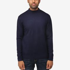 Stay warm and look good for any occasion with our stylish and versatile colorful mock neck sweater collection for men. Navy Turtleneck Winter Top, Navy Turtleneck Tops For Winter, Navy Polo Sweater With Ribbed Collar For Winter, Classic Navy Sweatshirt For Winter, Casual Navy Turtleneck Top, Navy Casual Turtleneck Top, Classic Navy Winter Sweatshirt, Navy Crew Neck Polo Sweater For Winter, Sweater Care