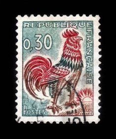 a stamp with a rooster on it